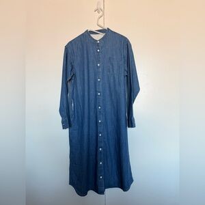 MUJI Organic Indian Cotton Denim Stand Collar Dress, XS-S, New Without Tags